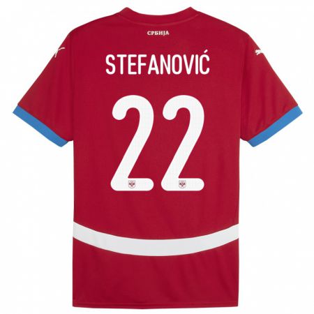 Kandiny Kinderen Servië Dejana Stefanovic #22 Rood Thuisshirt Thuistenue 24-26 T-Shirt België