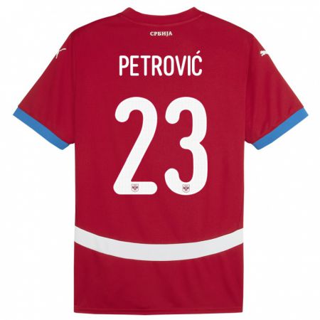 Kandiny Bambino Maglia Serbia Jovana Petrovic #23 Rosso Kit Gara Home 24-26 Maglietta