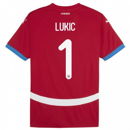 Kandiny Kinderen Servië Ognjen Lukic #1 Rood Thuisshirt Thuistenue 24-26 T-Shirt België