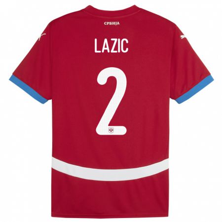 Kandiny Kinder Serbien Uros Lazic #2 Rot Heimtrikot Trikot 24-26 T-Shirt Österreich