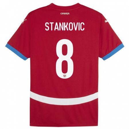 Kandiny Kinderen Servië Nikola Stankovic #8 Rood Thuisshirt Thuistenue 24-26 T-Shirt België