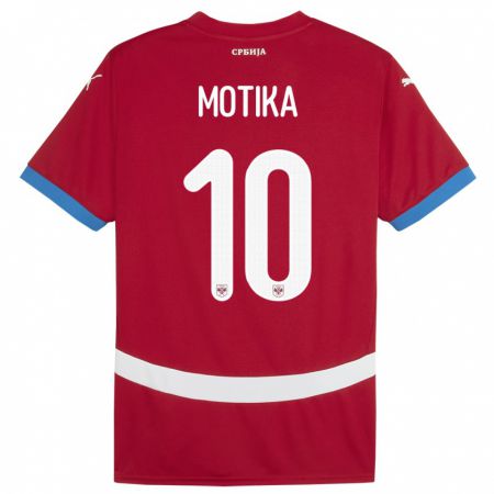 Kandiny Kinderen Servië Nemanja Motika #10 Rood Thuisshirt Thuistenue 24-26 T-Shirt België