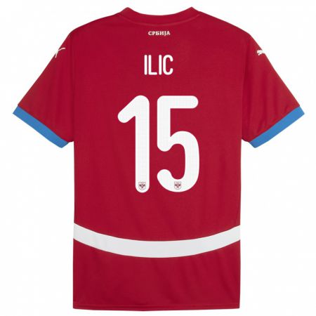 Kandiny Kinderen Servië Mihajlo Ilic #15 Rood Thuisshirt Thuistenue 24-26 T-Shirt België