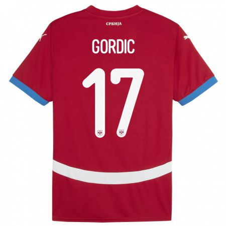 Kandiny Bambino Maglia Serbia Djordje Gordic #17 Rosso Kit Gara Home 24-26 Maglietta