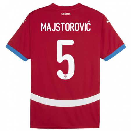 Kandiny Kinderen Servië Milan Majstorovic #5 Rood Thuisshirt Thuistenue 24-26 T-Shirt België