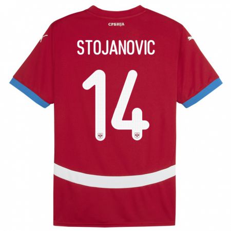 Kandiny Kinderen Servië Matija Stojanovic #14 Rood Thuisshirt Thuistenue 24-26 T-Shirt