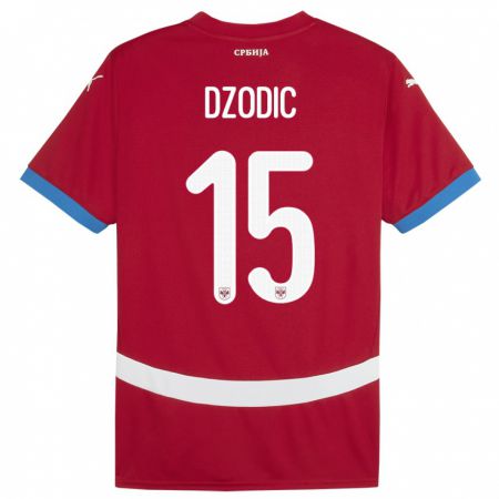 Kandiny Kinderen Servië Stefan Dzodic #15 Rood Thuisshirt Thuistenue 24-26 T-Shirt België