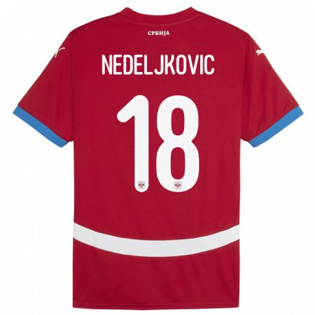 Kandiny Bambino Maglia Serbia Kosta Nedeljkovic #18 Rosso Kit Gara Home 24-26 Maglietta