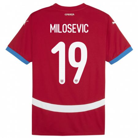 Kandiny Bambino Maglia Serbia Jovan Milosevic #19 Rosso Kit Gara Home 24-26 Maglietta