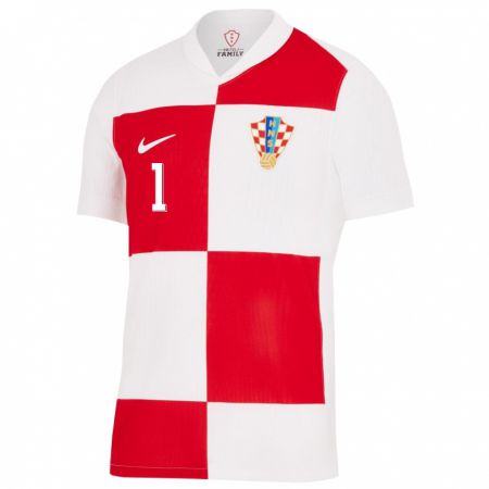 Kandiny Kinder Kroatien Dominik Livakovic #1 Weiß Rot Heimtrikot Trikot 24-26 T-Shirt Österreich