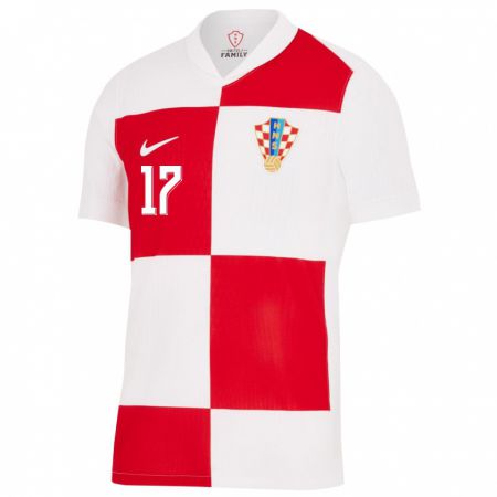 Kandiny Kinderen Kroatië Bruno Petkovic #17 Wit Rood Thuisshirt Thuistenue 24-26 T-Shirt