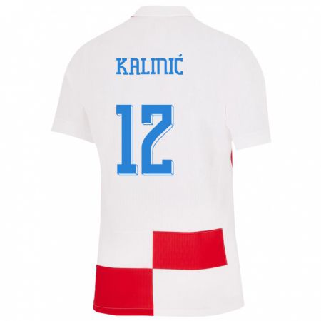 Kandiny Kinderen Kroatië Lovre Kalinic #12 Wit Rood Thuisshirt Thuistenue 24-26 T-Shirt