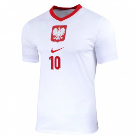 Kandiny Kinderen Polen Grzegorz Krychowiak #10 Wit Thuisshirt Thuistenue 24-26 T-Shirt België