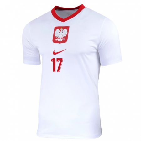 Kandiny Bambino Maglia Polonia Jakub Kaminski #17 Bianco Kit Gara Home 24-26 Maglietta