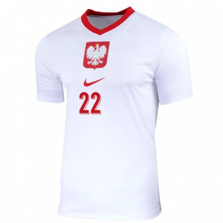 Kandiny Kinderen Polen Milosz Piekutowski #22 Wit Thuisshirt Thuistenue 24-26 T-Shirt België