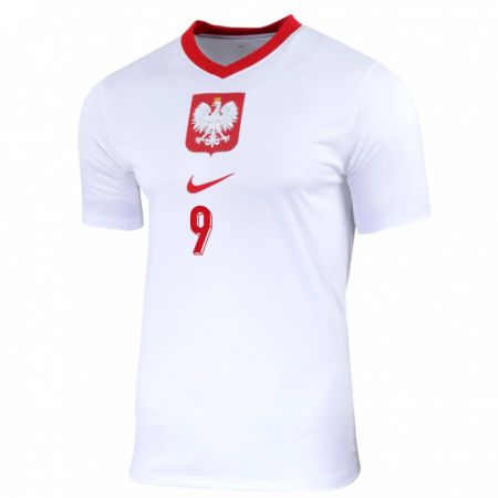 Kandiny Kinderen Polen Robert Lewandowski #9 Wit Thuisshirt Thuistenue 24-26 T-Shirt België