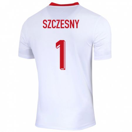 Kandiny Kinderen Polen Wojciech Szczesny #1 Wit Thuisshirt Thuistenue 24-26 T-Shirt België