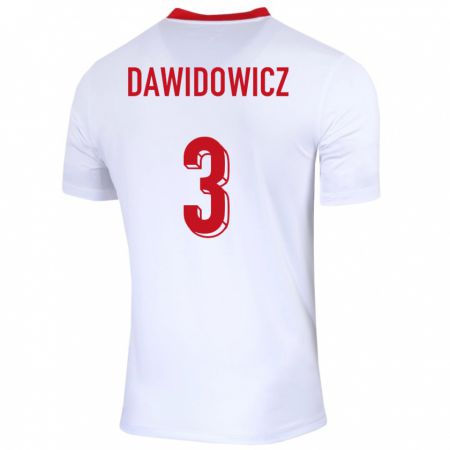 Kandiny Kinderen Polen Pawel Dawidowicz #3 Wit Thuisshirt Thuistenue 24-26 T-Shirt België