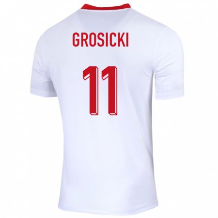 Kandiny Kinder Polen Kamil Grosicki #11 Weiß Heimtrikot Trikot 24-26 T-Shirt Österreich