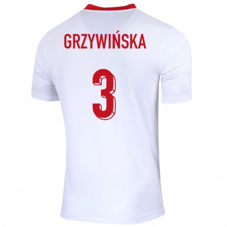 Kandiny Kinderen Polen Gabriela Grzywinska #3 Wit Thuisshirt Thuistenue 24-26 T-Shirt België