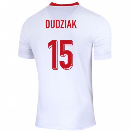 Kandiny Kinder Polen Aleksandra Dudziak #15 Weiß Heimtrikot Trikot 24-26 T-Shirt Österreich