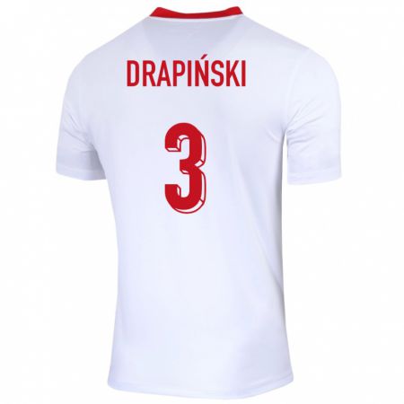 Kandiny Bambino Maglia Polonia Igor Drapinski #3 Bianco Kit Gara Home 24-26 Maglietta