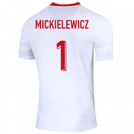 KandinyキッズポーランドAleksander Mickielewicz#1白ホームシャツ24-26ジャージーユニフォーム