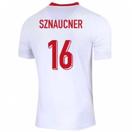 Kandiny Bambino Maglia Polonia Maksymilian Sznaucner #16 Bianco Kit Gara Home 24-26 Maglietta