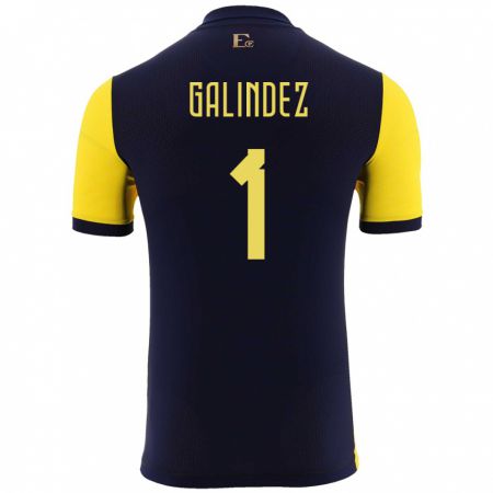 Kandiny Bambino Maglia Ecuador Hernan Galindez #1 Giallo Kit Gara Home 24-26 Maglietta