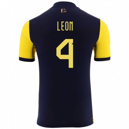 Kandiny Kinderen Ecuador Fernando Leon #4 Geel Thuisshirt Thuistenue 24-26 T-Shirt België