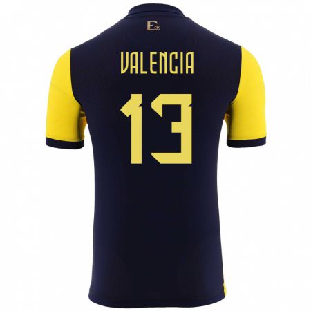 Kandiny Niño Camiseta Ecuador Enner Valencia #13 Amarillo 1ª Equipación 24-26 La Camisa