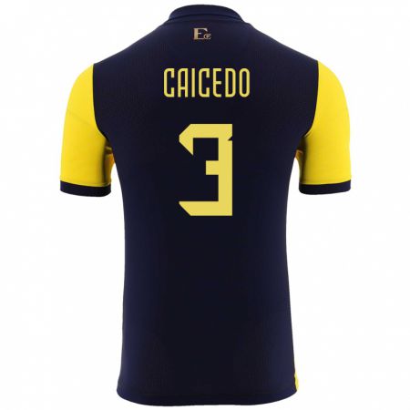 Kandiny Kinder Ecuador Jessy Caicedo #3 Gelb Heimtrikot Trikot 24-26 T-Shirt Österreich