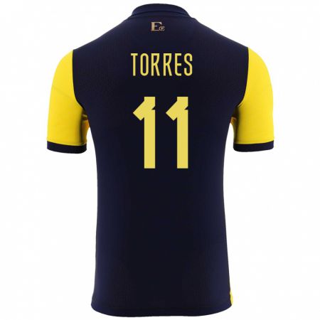 KandinyキッズエクアドルAmbar Torres#11黄ホームシャツ24-26ジャージーユニフォーム