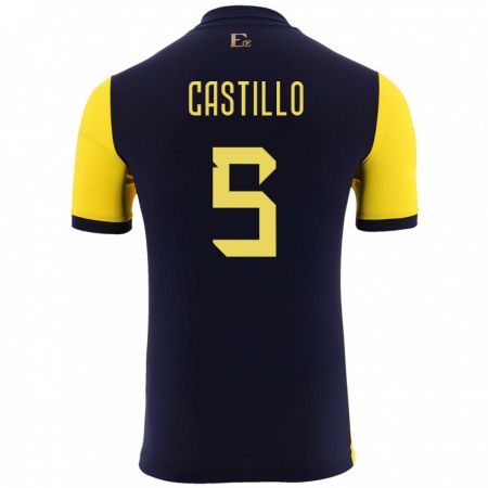 Kandiny Bambino Maglia Ecuador Denil Castillo #5 Giallo Kit Gara Home 24-26 Maglietta