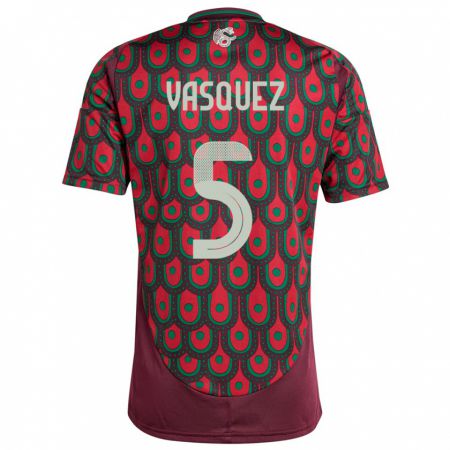 Kandiny Bambino Maglia Messico Johan Vasquez #5 Marrone Kit Gara Home 24-26 Maglietta