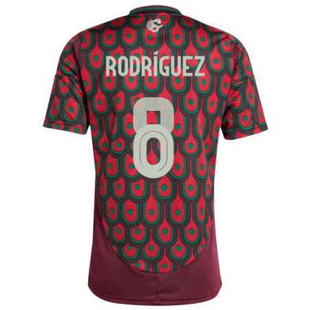 Kandiny Kinderen Mexico Carlos Rodriguez #8 Kastanjebruin Thuisshirt Thuistenue 24-26 T-Shirt