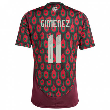 Kandiny Bambino Maglia Messico Santiago Gimenez #11 Marrone Kit Gara Home 24-26 Maglietta