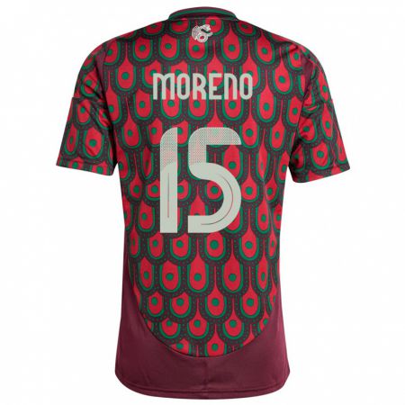 Kandiny Kinderen Mexico Hector Moreno #15 Kastanjebruin Thuisshirt Thuistenue 24-26 T-Shirt