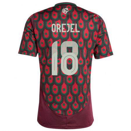 Kandiny Kinder Mexiko Jocelyn Orejel #18 Kastanienbraun Heimtrikot Trikot 24-26 T-Shirt Österreich