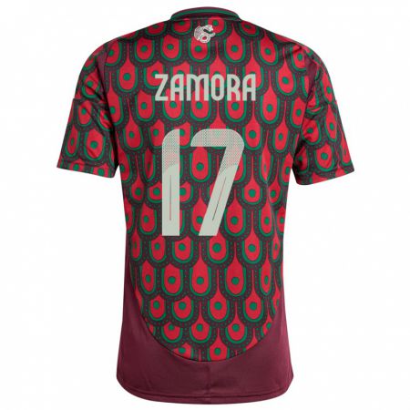 Kandiny Bambino Maglia Messico Saul Zamora #17 Marrone Kit Gara Home 24-26 Maglietta