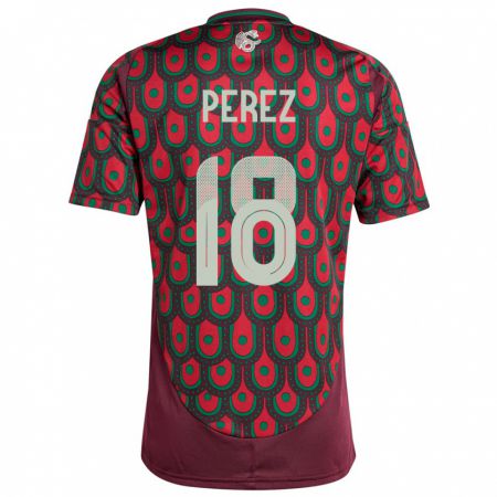 Kandiny Kinderen Mexico Jonathan Perez #18 Kastanjebruin Thuisshirt Thuistenue 24-26 T-Shirt