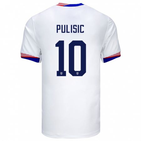 Kandiny Kinderen Verenigde Staten Christian Pulisic #10 Wit Thuisshirt Thuistenue 24-26 T-Shirt