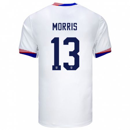 Kandiny Bambino Maglia Stati Uniti Jordan Morris #13 Bianco Kit Gara Home 24-26 Maglietta