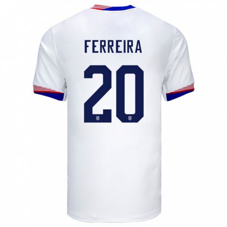 Kandiny Bambino Maglia Stati Uniti Jesus Ferreira #20 Bianco Kit Gara Home 24-26 Maglietta