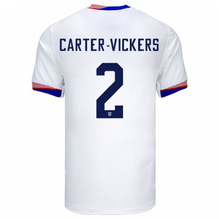 Kandiny Bambino Maglia Stati Uniti Cameron Carter-Vickers #2 Bianco Kit Gara Home 24-26 Maglietta