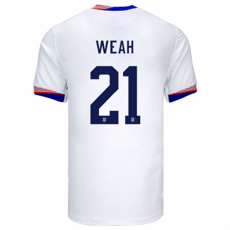 Kandiny Bambino Maglia Stati Uniti Timothy Weah #21 Bianco Kit Gara Home 24-26 Maglietta