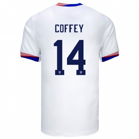 Kandiny Kinder Vereinigte Staaten Sam Coffey #14 Weiß Heimtrikot Trikot 24-26 T-Shirt Österreich