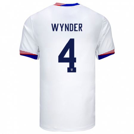 Kandiny Kinderen Verenigde Staten Joshua Wynder #4 Wit Thuisshirt Thuistenue 24-26 T-Shirt België