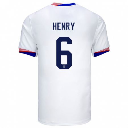 Kandiny Kinder Vereinigte Staaten Kobi Henry #6 Weiß Heimtrikot Trikot 24-26 T-Shirt Österreich