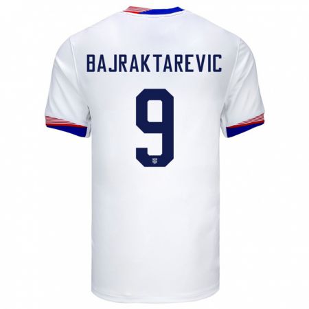 Kandiny Bambino Maglia Stati Uniti Esmir Bajraktarevic #9 Bianco Kit Gara Home 24-26 Maglietta